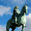 The statue of King Frederik the Fifth, posing as a Roman Imperator.